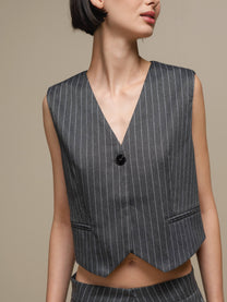 Gilet donna gessato grigio