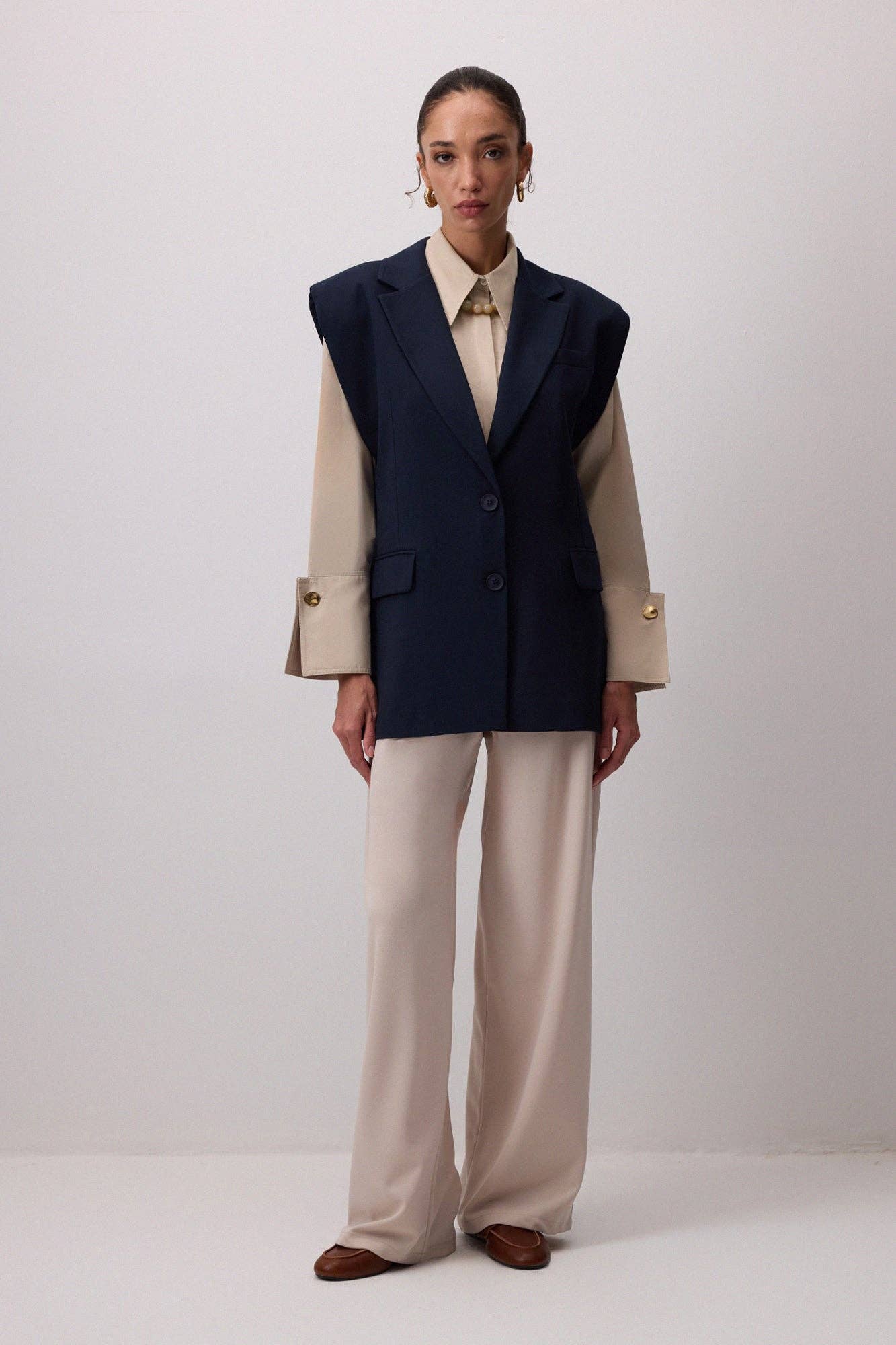 Blazer imbottito asimmetrico blu navy
