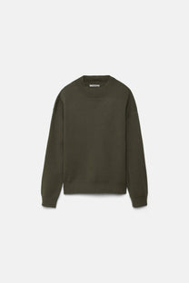Maglione in maglia verde oliva con scollo tondo