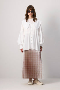 Camicia oversize con colletto Peter Pan in misto viscosa