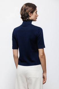Maglione dolcevita a maglia rasata con maniche 3/4