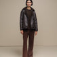 Cappotto corto effetto shearling marrone da donna