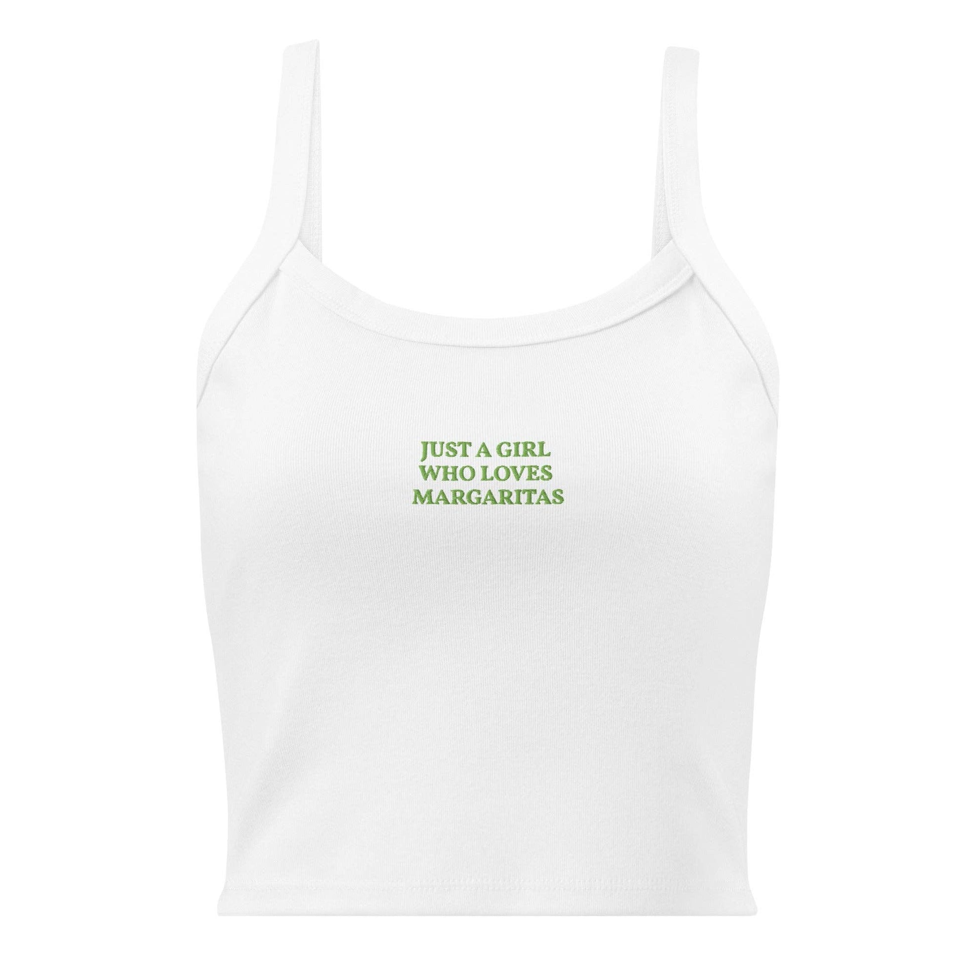 Canotta a costine ricamata “Just a Girl Who Loves Margaritas”