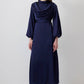 Abito in raso drappeggiato blu notte