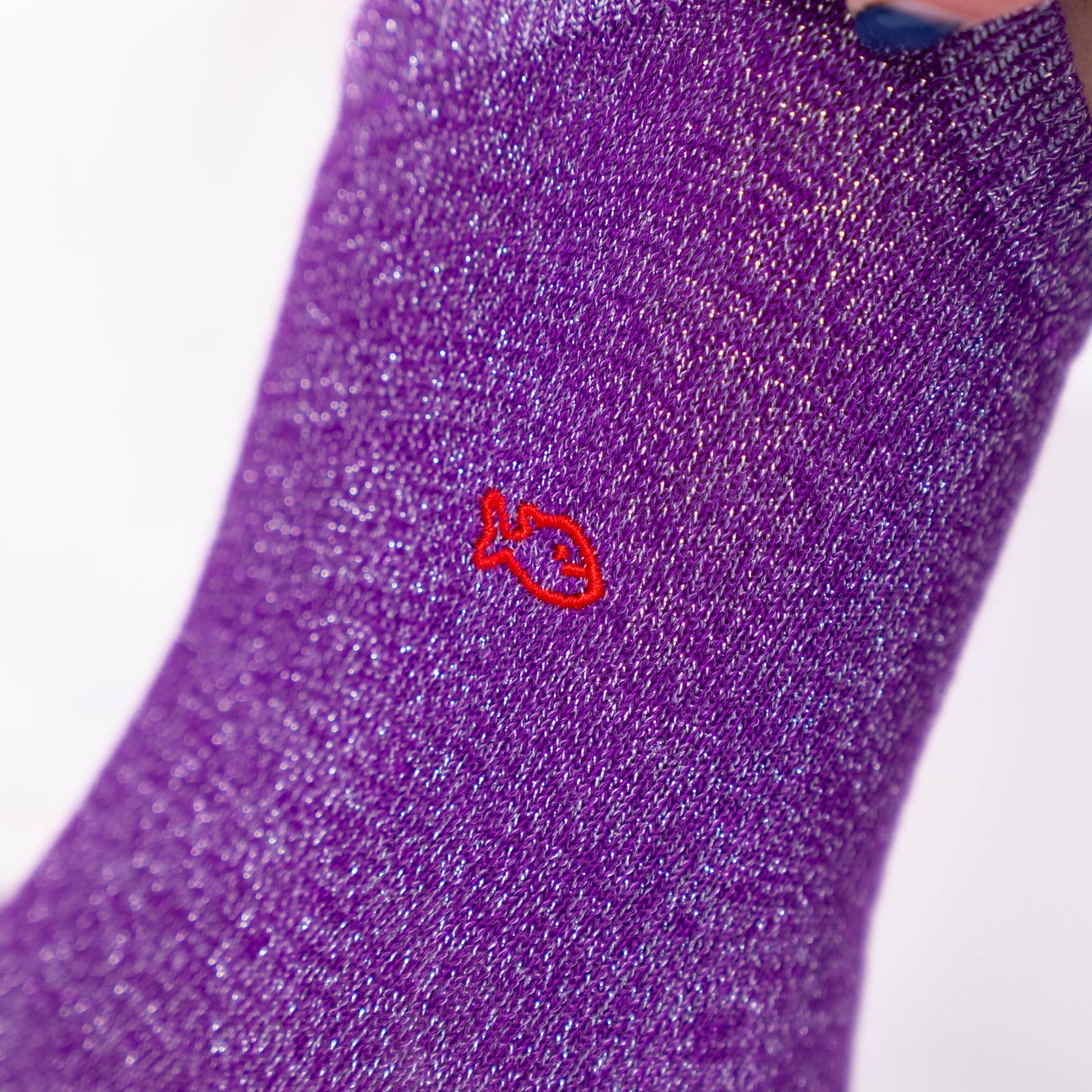 Calzini glitter viola in cotone pettinato