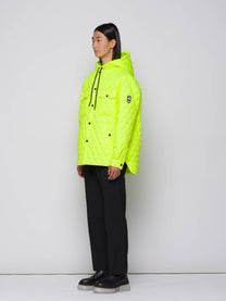 Giacca trapuntata a rombi con cappuccio fluo