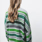 Cardigan in maglia a righe con maniche a palloncino