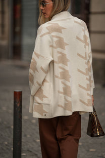 Cappotto poncho jacquard beige