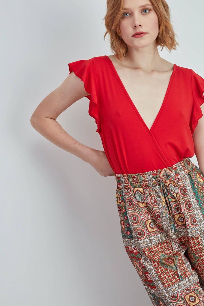 Body GUIMANOS con scollo a V in rete