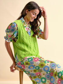 Gilet in maglia a trecce in cotone
