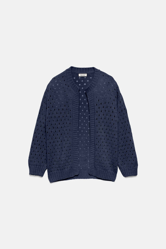 Cardigan in Maglia Strutturata Traforata