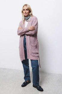 Cardigan in maglia strutturata con cintura