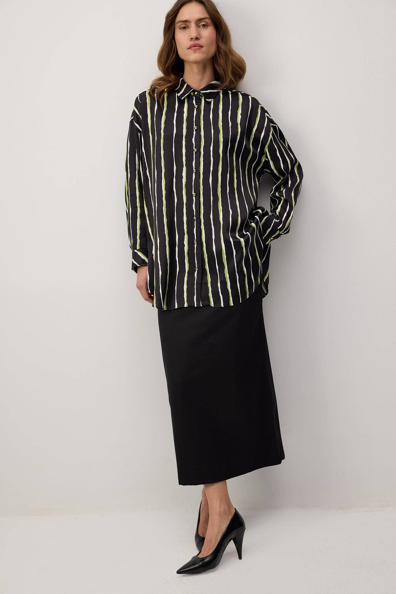 Camicia in raso a righe