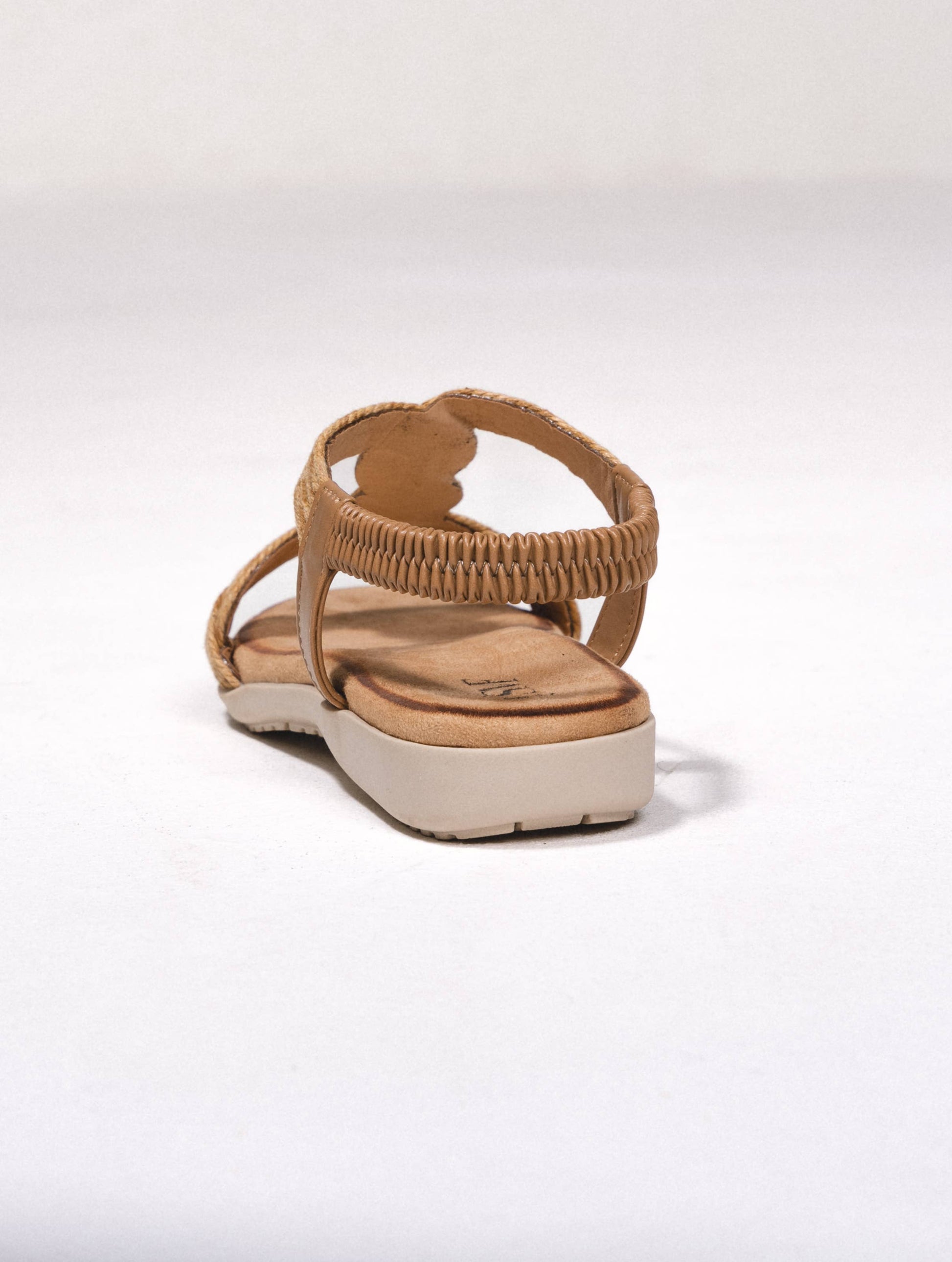 Sandali aperti in corda intrecciata con cinturino elastico