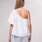 Blusa asimmetrica in popeline di cotone