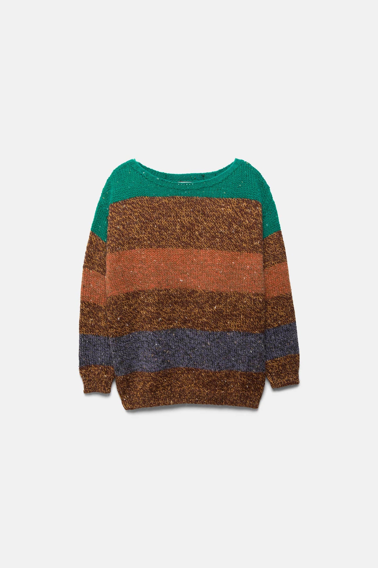 Maglione a righe in maglia con scollo a barca