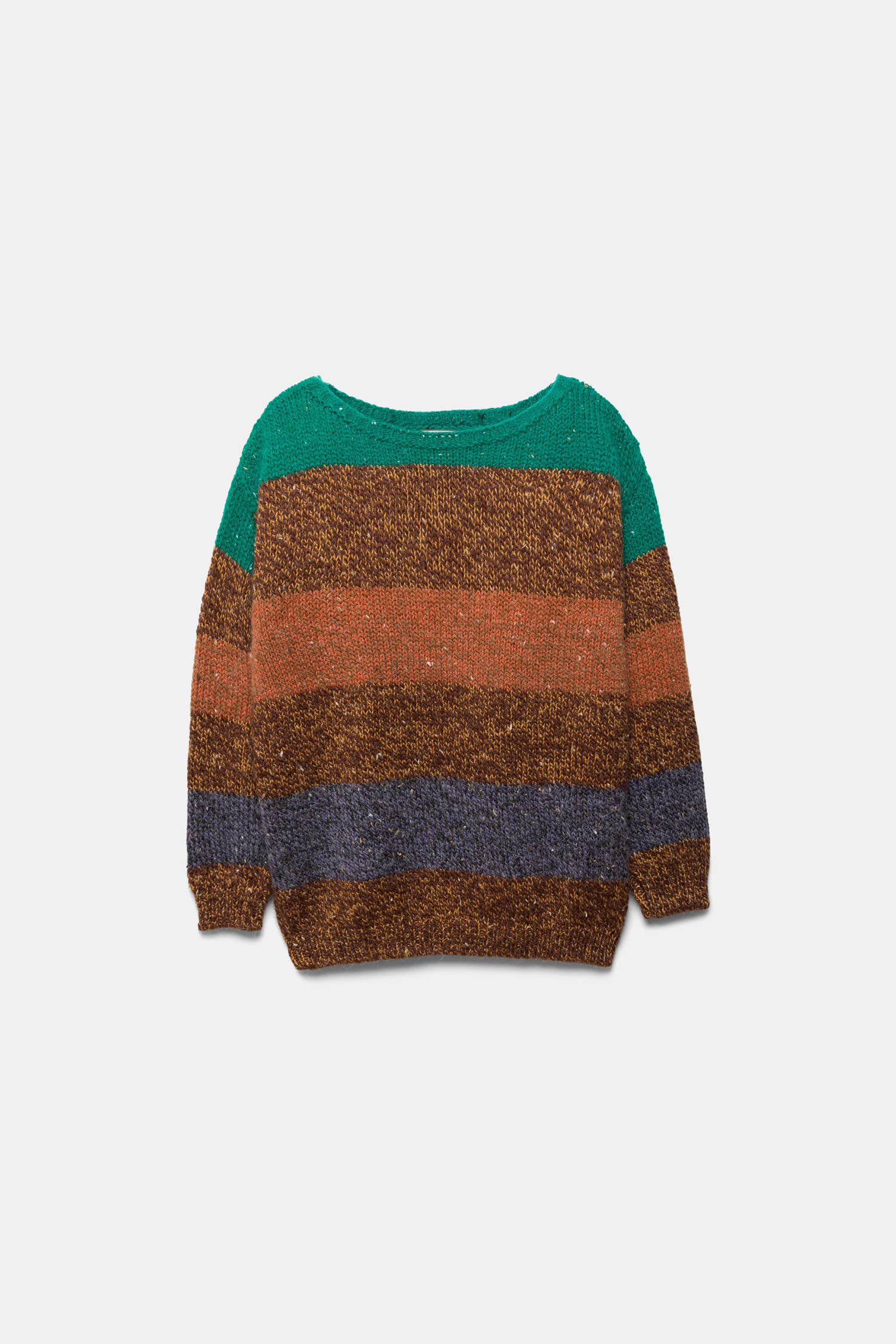 Maglione a righe in maglia con scollo a barca