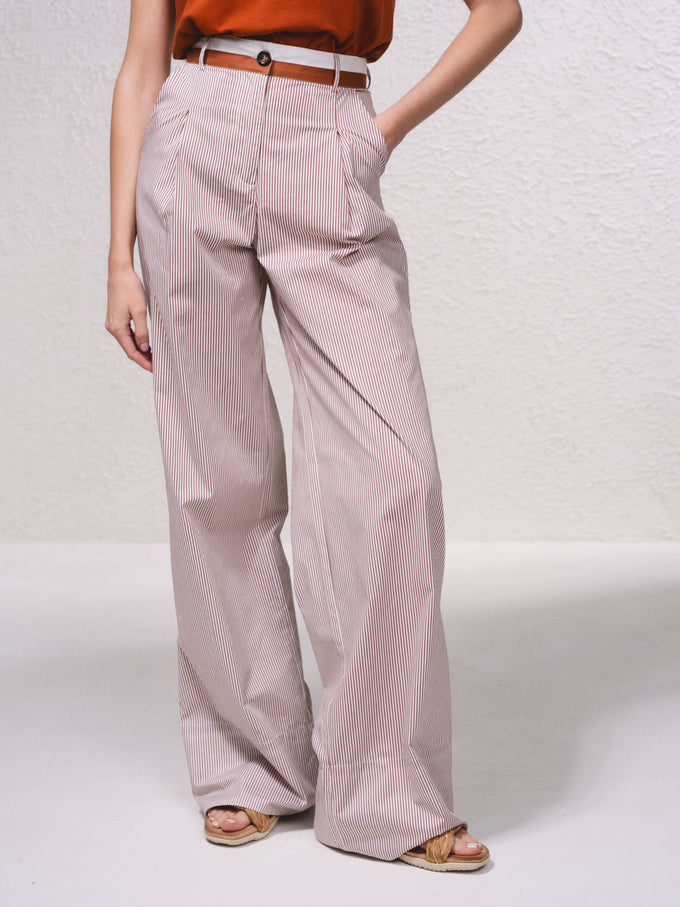 Pantaloni palazzo a righe in cotone