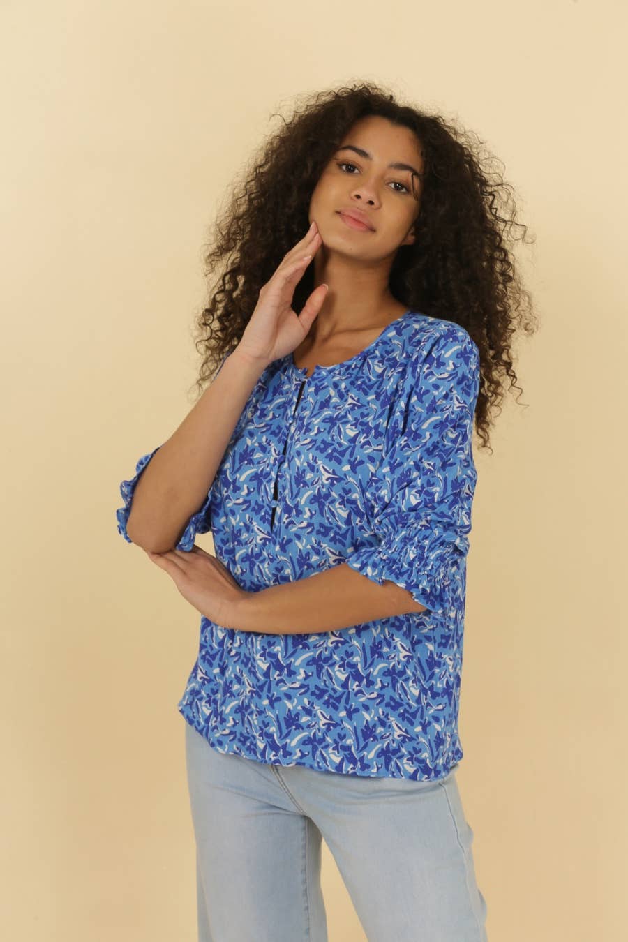 Blusa Teddy stampata in viscosa