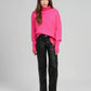 Maglione dolcevita caldo fucsia da donna