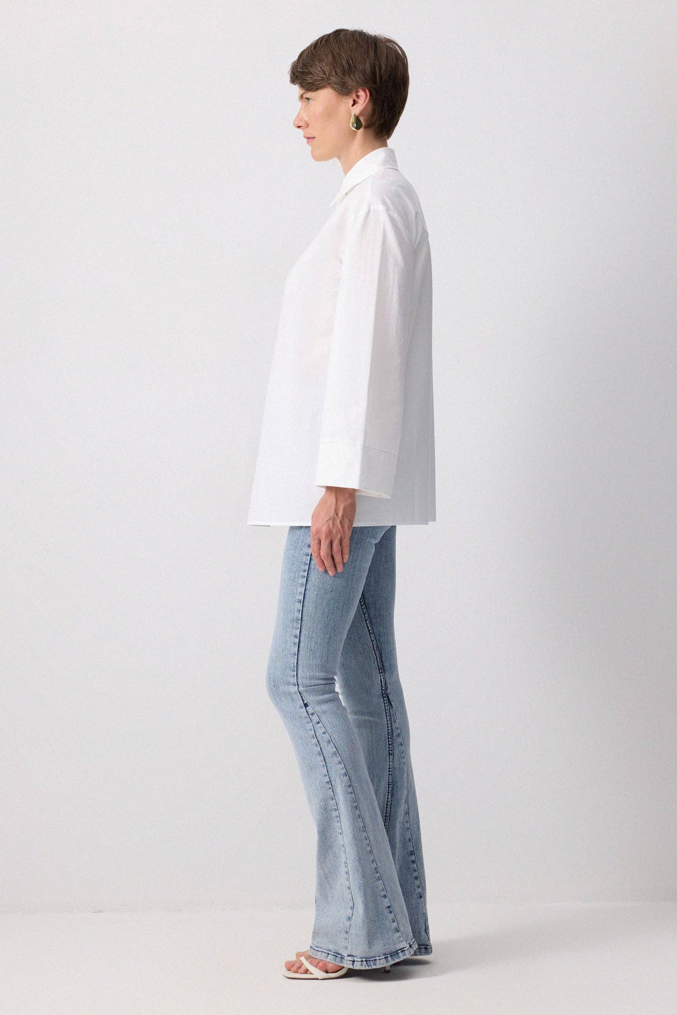 Camicia comoda con manica kimono in misto cotone