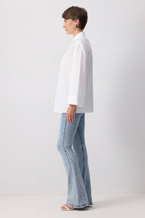 Camicia comoda con manica kimono in misto cotone