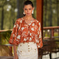 Blusa floreale in viscosa con maniche a palloncino