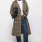 Trench doppiopetto animalier con cintura