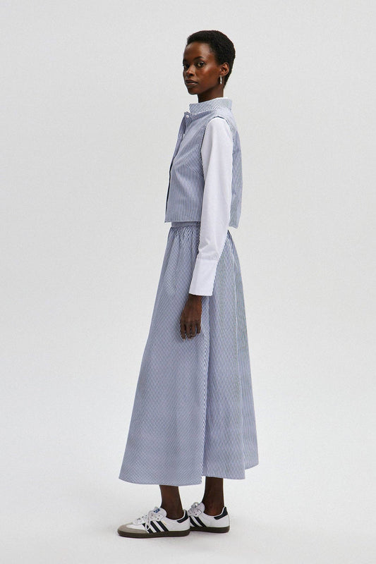 Set gilet e gonna in popeline a righe