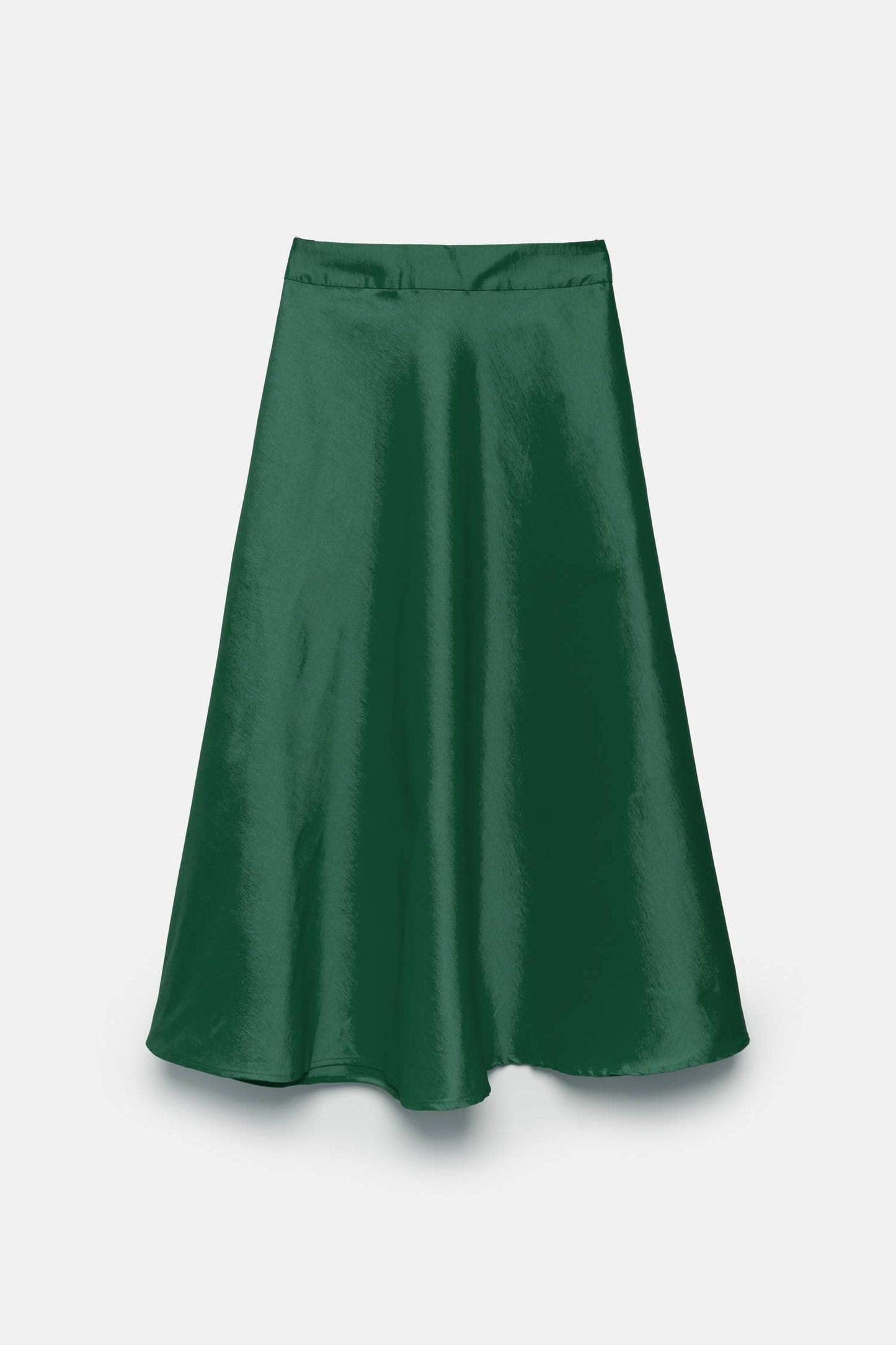 Gonna midi effetto satin verde