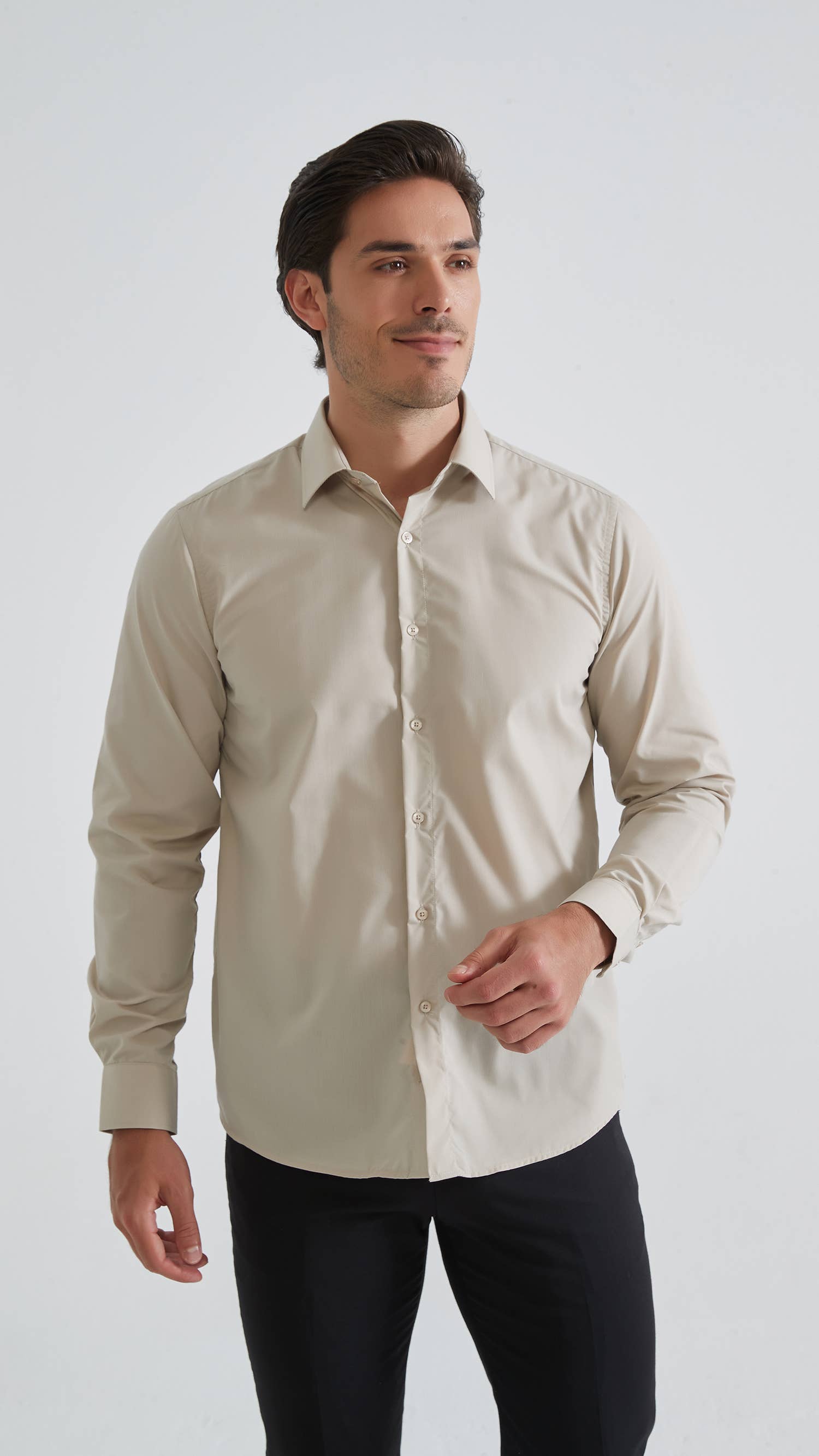 Camicia beige comfort fit da uomo