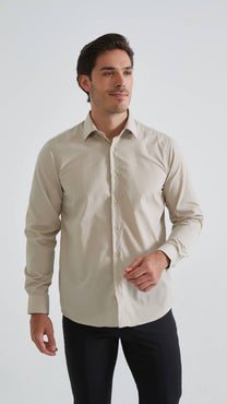 Camicia beige comfort fit da uomo