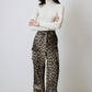 Pantaloni cargo a zampa in cotone leopardato