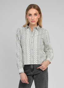 Camicia Seliana a righe écru in cotone