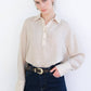 Tunica melange beige con colletto a camicia