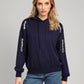 Felpa con cappuccio blu navy con strass