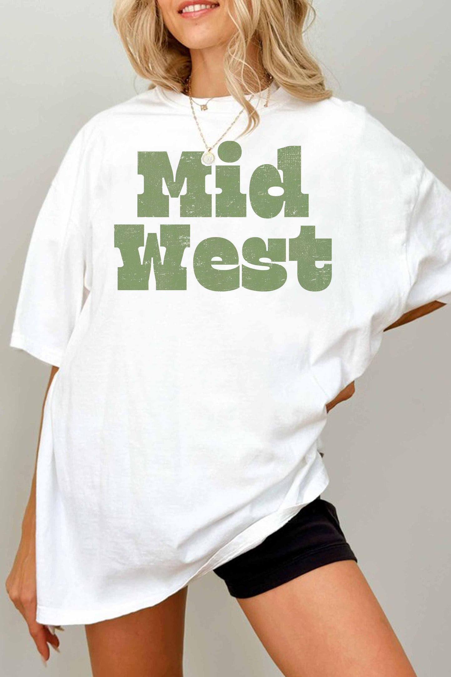 T-shirt oversize grafica “Mid West” in cotone