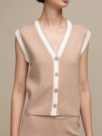 Gilet cardigan in maglia con bordi a contrasto