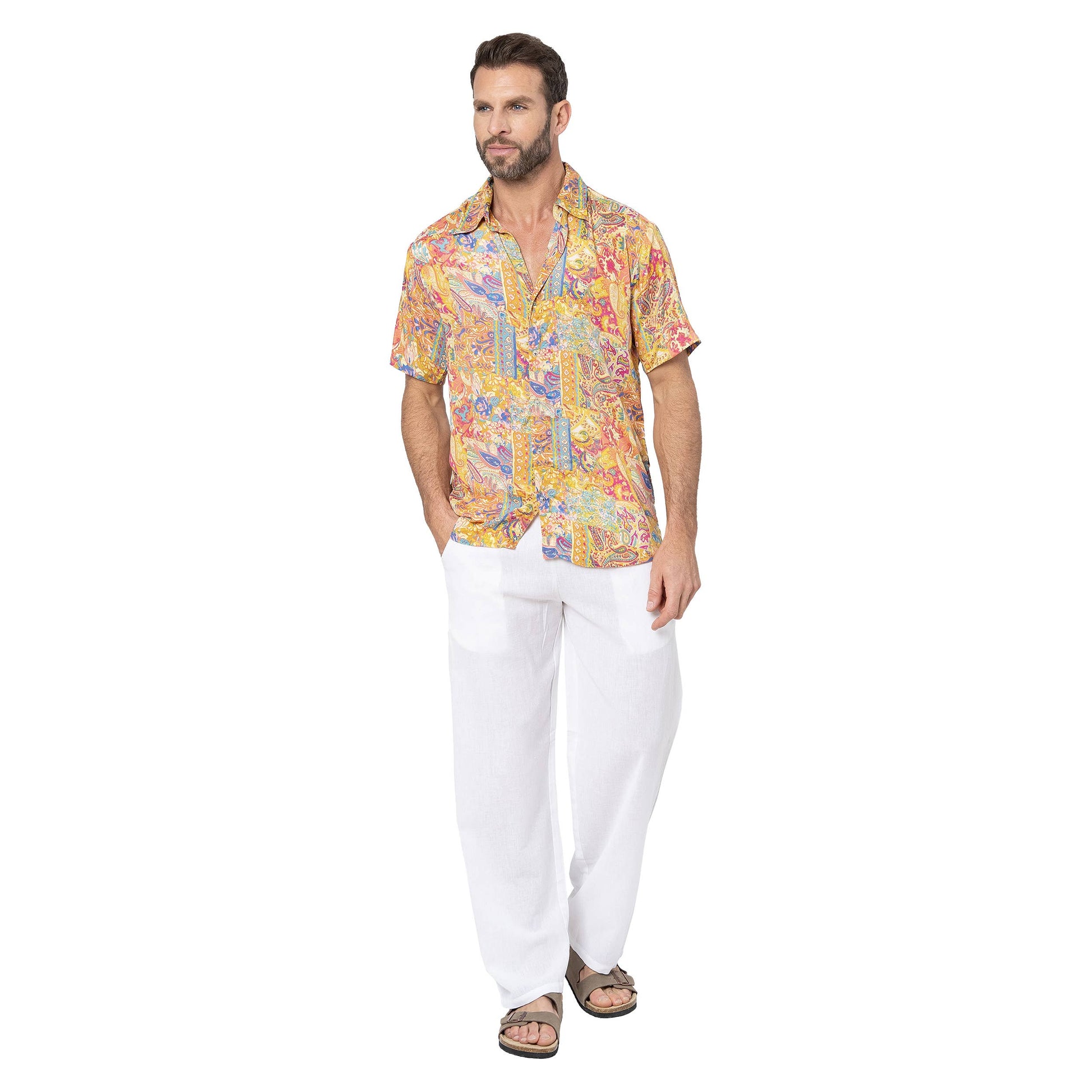 Camicia estiva boho a maniche corte multicolor