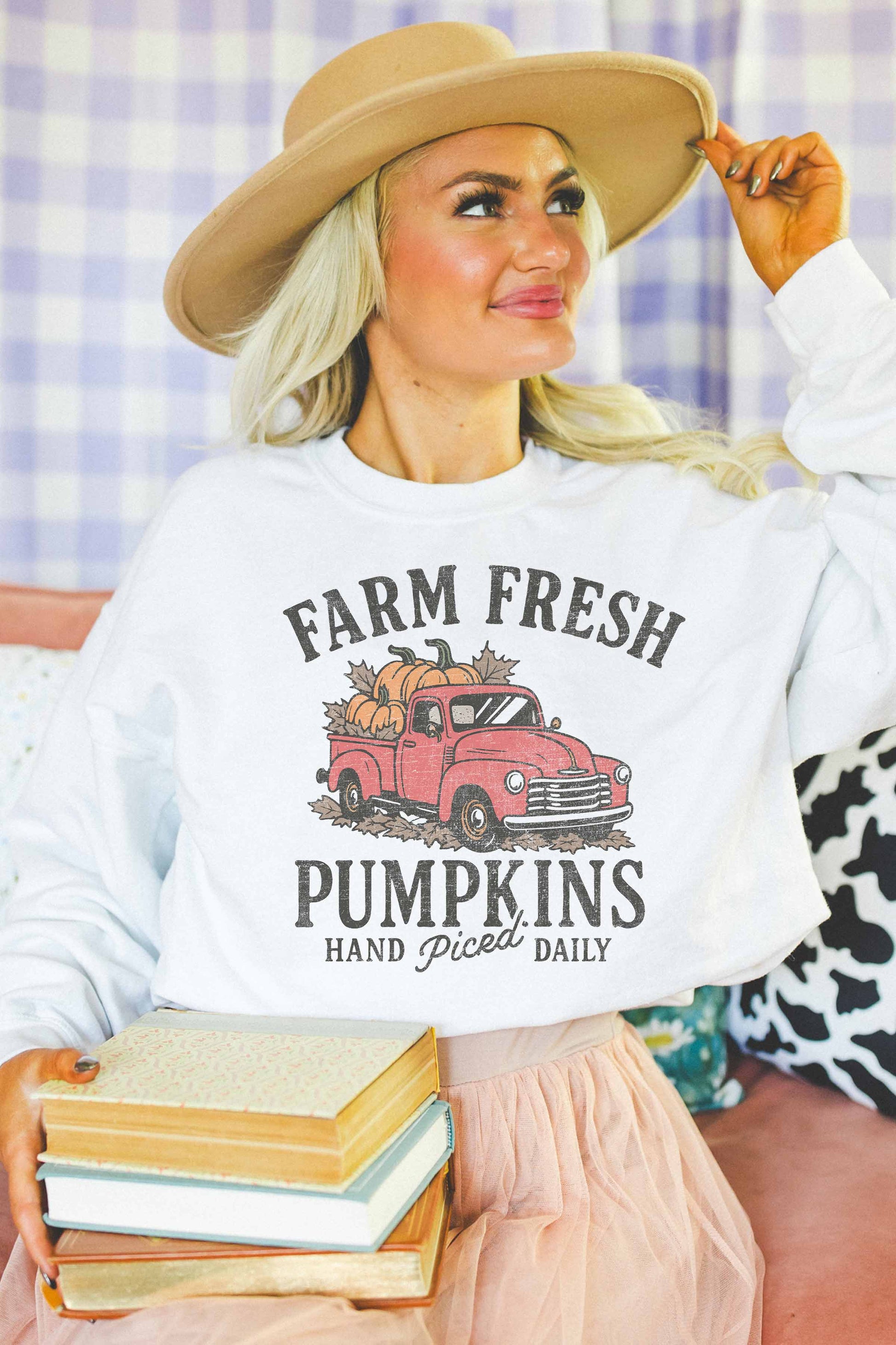 Felpa oversize con stampa zucche vintage