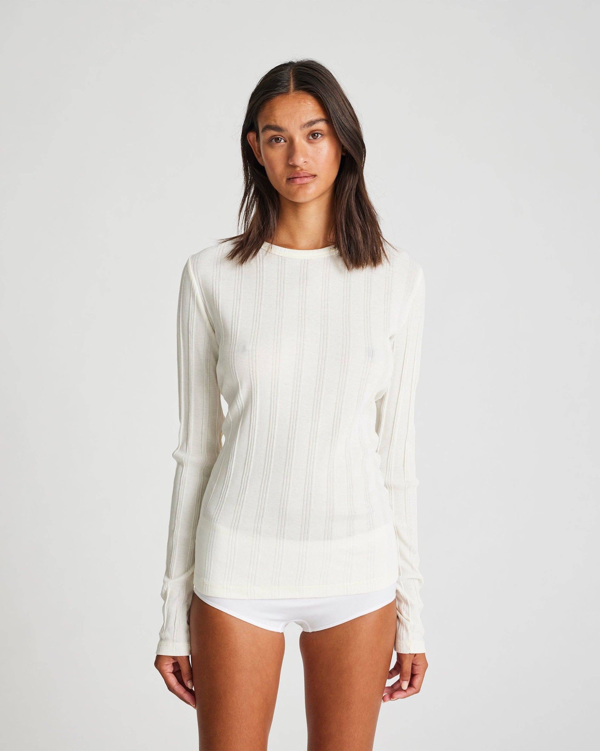 Maglia Thyra a manica lunga in cotone biologico Off White