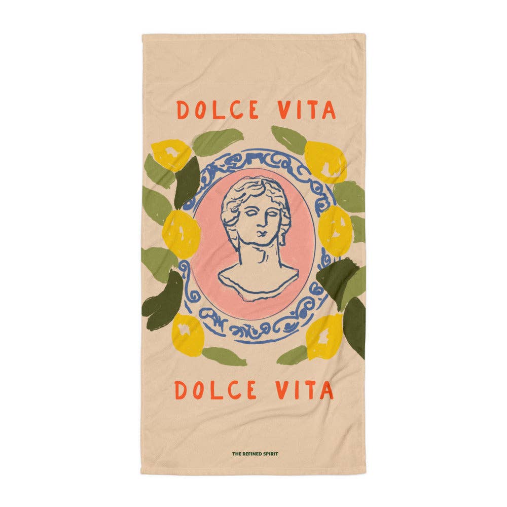 Asciugamano mare “Dolce Vita” con stampa limoni