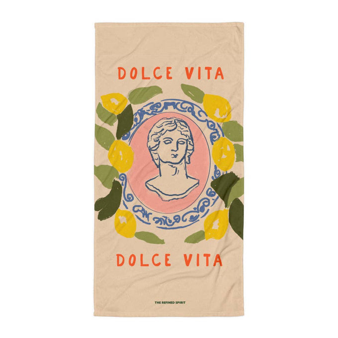 Asciugamano mare “Dolce Vita” con stampa limoni