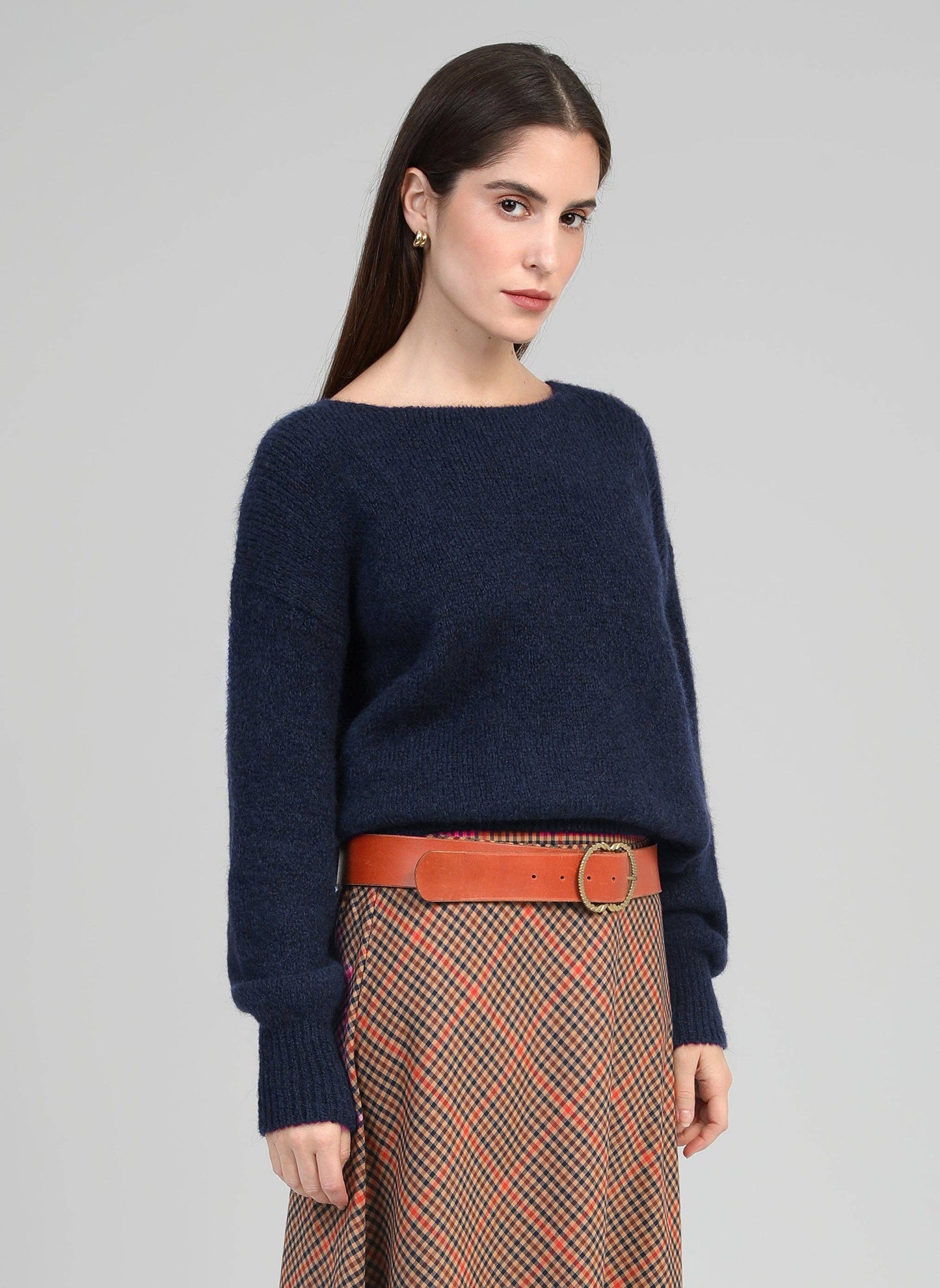 Maglione girocollo oversize blu navy da donna