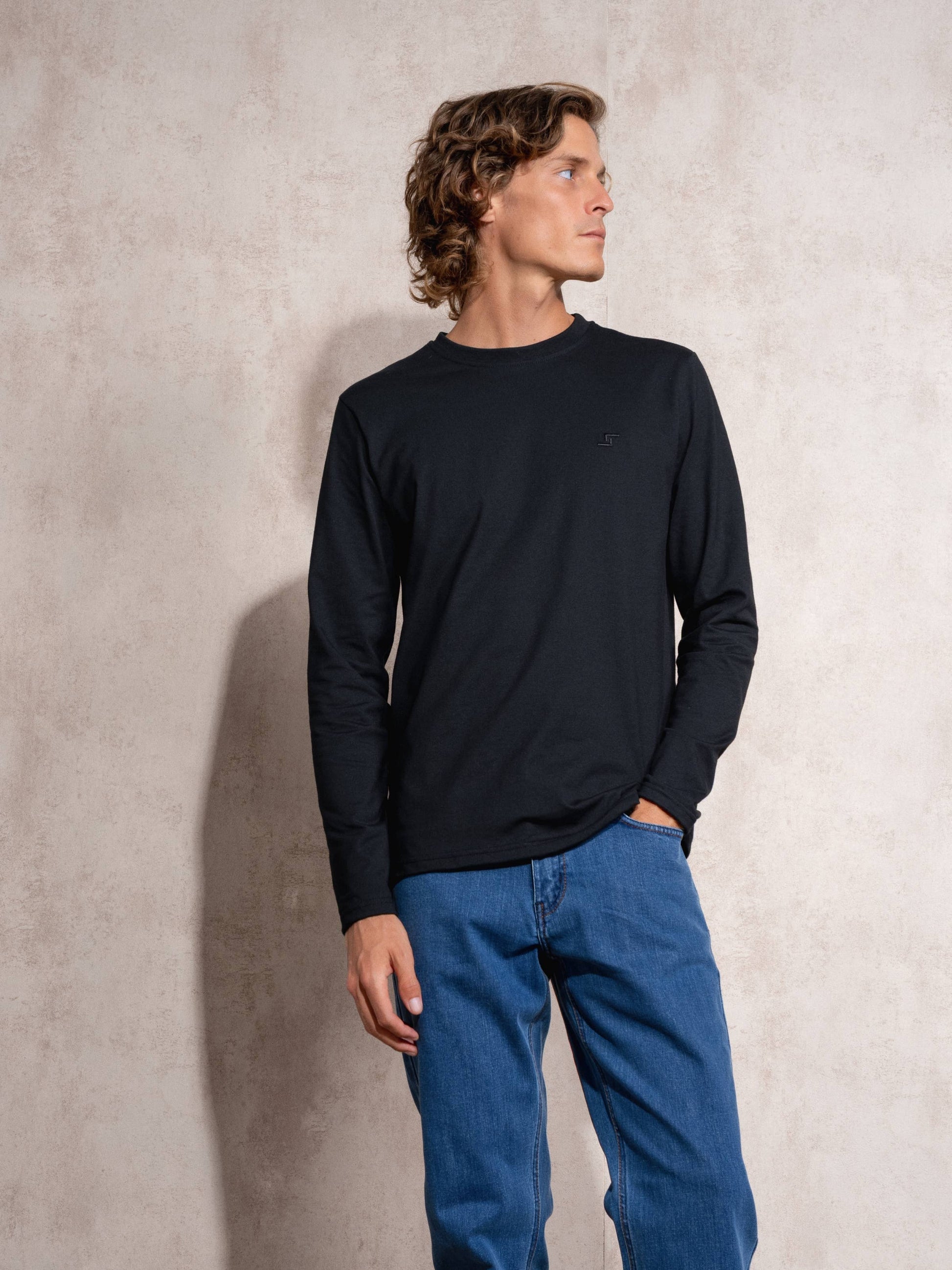 Maglia uomo a manica lunga in cotone e poliestere