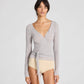 Maglia avvolgente Anne in lana grigio chiaro mélange