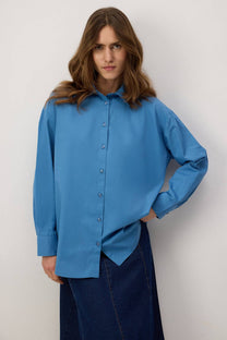 Camicia oversize in cotone 100% azzurra