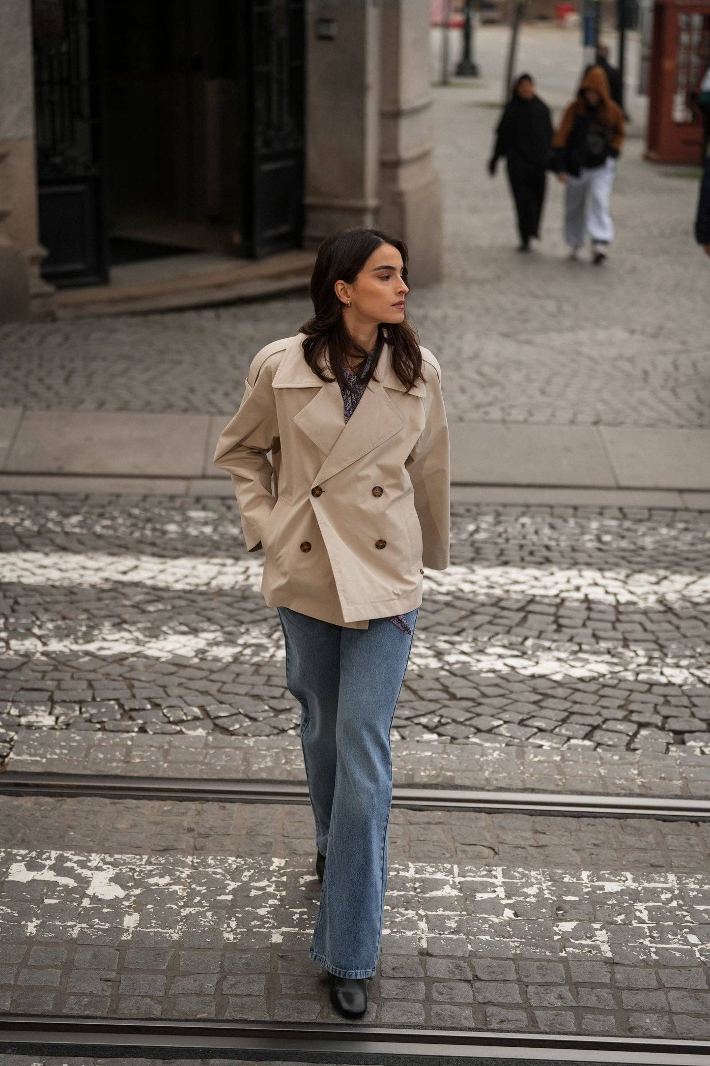 Trench corto doppiopetto in cotone