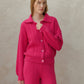 Cardigan polo in misto cashmere con trecce