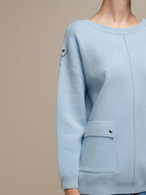 Maglione donna in maglia con tasche applicate